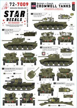 画像1: STAR DECALS[SD72-7009]1/72 WWII イギリス イギリス軍/チェコ軍のクロムウェル巡航戦車 第1王立戦車連隊/ウェールズ近衛連隊第2大隊/チェコスロバキア独立装甲旅団群のクロムウェルMk.IV/Mk.VICS