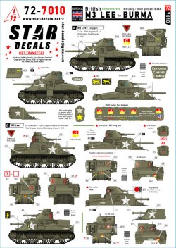 画像1: STAR DECALS[SD72-7010]1/72 WWII イギリス ビルマ戦線のM3リー イギリス/英連邦軍のM3(長砲身/短砲身)/M3A4リー