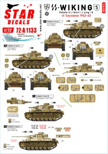 画像1: STAR DECALS[SD72-A1133]1/72 WWII ドイツ ヴィーキング師団＃5 III号戦車J型(短砲身)/J型(長砲身)/N型 コーカサス1942-43年 (1)