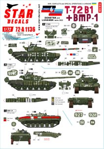 画像1: STAR DECALS[SD72-A1136]1/72 現用 ウクライナの戦争＃6 ドネツク共和国/ルガンスク共和国のT-72B1主力戦車とBMP-1歩兵戦闘車(2022年) (1)