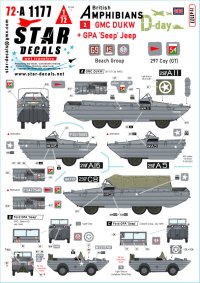 STAR DECALS[SD72-A1177]1/72 WWII イギリス D-デイのDUKW/シープ水陸両用車＃2 第297総合輸送中隊/ビーチ集団