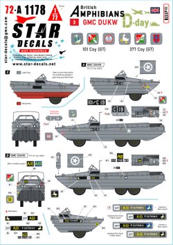 画像1: STAR DECALS[SD72-A1178]1/72 WWII イギリス D-デイのDUKW水陸両用車＃3 第101/第377総合輸送中隊