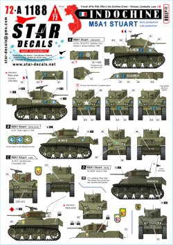 画像1: STAR DECALS[SD72-A1188]1/72 現用 フランス インドシナ戦争＃4 M5A1スチュアート軽戦車 初期/後期生産車