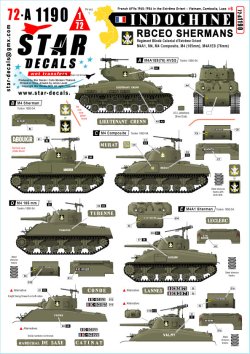 画像1: STAR DECALS[SD72-A1190]1/72 現用 フランス インドシナ戦争＃6 R.B.C.E.O.のシャーマン戦車 M4/M4A1/M4コンポジット/M4(105mm)/M4A1E8(76mm)