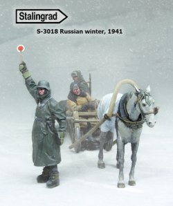 画像2: スターリングラード[ST3018]1/35ロシアの冬将軍 馬の引くソリに乗るドイツ兵