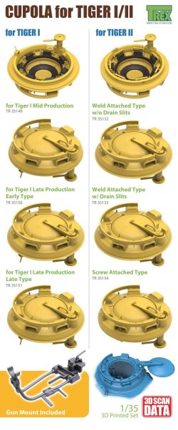 画像9: T-Rex Studio[TR35152-2]1/35 WWII ドイツ キングタイガー用 溶接タイプキューポラセット 水抜きスリットなし(ホビーボス用)