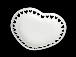 画像1: ミニチュア食器 ハートのお皿(白70ミリ) (1)