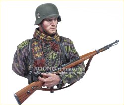 画像16: Young Miniatures[YM18101]1/10 WWII ドイツ武装親衛隊 小銃を抱える若き歩兵 胸像