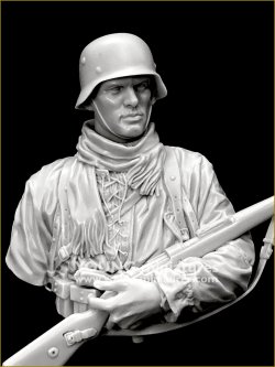 画像8: Young Miniatures[YM18101]1/10 WWII ドイツ武装親衛隊 小銃を抱える若き歩兵 胸像