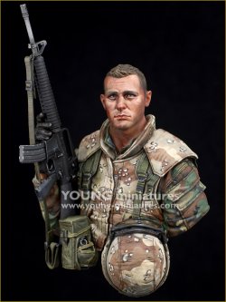 画像1: Young Miniatures[YM18103]1/10 現用 アメリカ 第1海兵師団隊員 ブルカン油田攻略 クウェート1991 胸像