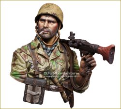 画像2: Young Miniatures[YM1892]1/10 WWII ドイツ降下猟兵胸像 MG34を担ぐ降下猟兵