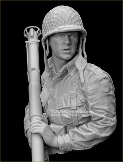 画像2: Young Miniatures[YM1899]1/10 WWII アメリカ 第101空挺師団のM1A1バズーカ射手 カランタン1944年 胸像
