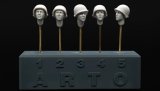 ARTOプロダクション[ARPAH35019]1/35 WW.II 米軍 M1ヘルメット着用頭部 "緊張した顔"(5種セット)