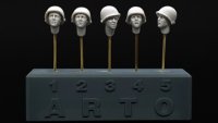ARTOプロダクション[ARPAH35019]1/35 WW.II 米軍 M1ヘルメット着用頭部 "緊張した顔"(5種セット)