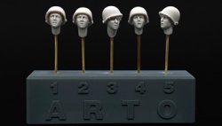 画像1: ARTOプロダクション[ARPAH35019]1/35 WW.II 米軍 M1ヘルメット着用頭部 "緊張した顔"(5種セット)