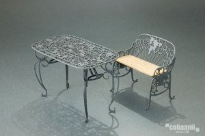 画像1: コバアニ模型工房[IF-001]1/12アイアンロングテーブル＆ベンチ (1)