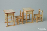 コバアニ模型工房[OY-001]1/12昭和の学校　ひのきの机と椅子　　　　　　　　　（2組入）