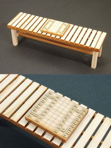 画像1: コバアニ模型工房[OY-011]1/12檜の縁台と将棋セット (1)