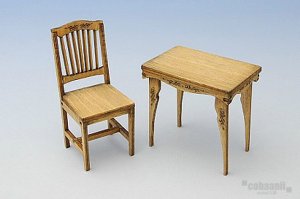 画像1: コバアニ模型工房[SS-004]1/24Antique Desk＆Chair　アンティ－クな机と椅子 (1)