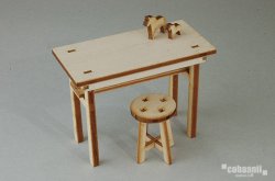 画像1: コバアニ模型工房[WF-002]1/12欧風テーブルと丸イス