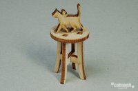 コバアニ模型工房[WF-006]1/12丸イス（猫のオブジェ付）