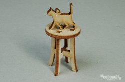 画像1: コバアニ模型工房[WF-006]1/12丸イス（猫のオブジェ付）