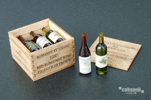 画像1: コバアニ模型工房[WF-022]1/12ワインボトルと木箱 (1)