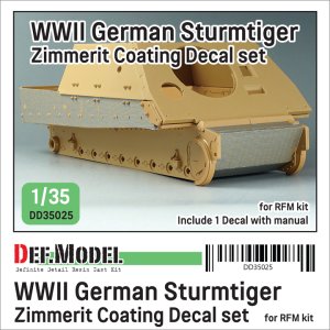 画像1: DEF.MODEL[DD35025]1/35 WWII ドイツ シュトゥルムタイガー用ツィンメリット・コーティング デカールセット(ライフィールドモデル用) (1)