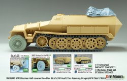 画像12: DEF.MODEL[DM35143]1/35 WWII ドイツ Sd.Kfz.251 Ausf.C装甲兵員輸送車用半開キャンバストップ(アカデミー/ドラゴン/AFVクラブ用)