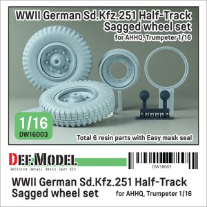 画像1: DEF.MODEL[DW16003]1/16 WWII ドイツ Sd.Kfz.251 Ausf.Dハーフトラック用自重変形フロントタイヤセット(ダス・ヴェルク/トランペッター用) (1)