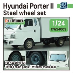 画像1: DEF.MODEL[DW24003]1/24 現用 韓国 ヒュンダイ ポーターII小型トラック用スチールホイールセット(アカデミー用)