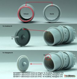 画像9: DEF.MODEL[DZ72010]1/72 現用 アメリカ F-35BライトニングII用エンジンノズルセット STOL状態(アカデミー/ハセガワ用)