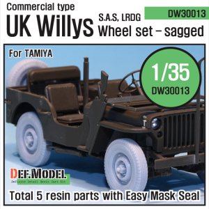 画像1: DEF.MODEL[DW30013]イギリス ウィリス SAS ジープ 自重変形タイヤ（タミヤ用） (1)