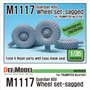 画像1: DEF.MODEL[DW35058]アメリカ M1117ガーディアン ASV 自重変形タイヤセット（トランぺッター用） (1)