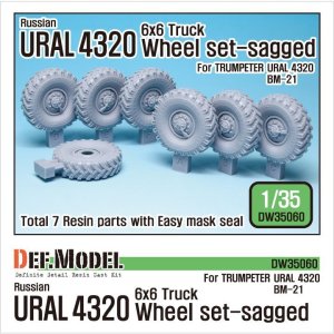 画像1: DEF.MODEL[DW35060]ロシア URAL-4320 トラック / BM21 自重変形タイヤセット（トランぺッター用） (1)