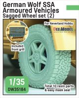 DEF.MODEL[DW35184]1/35 現用 ドイツ ウルフSSA 自重変形タイヤセット(2) フロントグリル/ブレーキ付(ネバーランドホビー用)