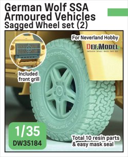 画像1: DEF.MODEL[DW35184]1/35 現用 ドイツ ウルフSSA 自重変形タイヤセット(2) フロントグリル/ブレーキ付(ネバーランドホビー用)