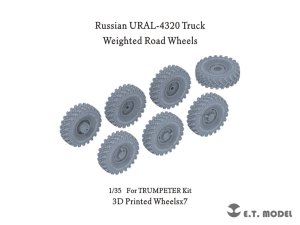 画像1: E.T.MODEL[P35-116]1/35 ロシアURAL-4320軍用ラック用自重変形タイヤセット(トランペッター用) (1)