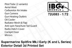 画像1: IBG[IBG72U083]1/72 スピットファイア Mk.I (初期、K/Lシリーズ) 外装ディテールセット (IBG用)