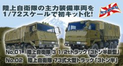 画像1: アオシマ[02]1/72 陸上自衛隊　73式大型トラック「3トン半」1/72 ミリタリーモデルキット