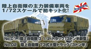 画像1: アオシマ[02]1/72 陸上自衛隊　73式大型トラック「3トン半」1/72 ミリタリーモデルキット (1)