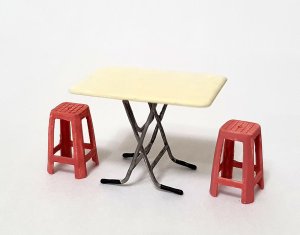 画像1: 自由人[No.3504009]1/35　折畳み式屋外用テーブル 椅子2脚付 (1)