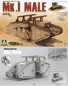 画像1: タコム[TKO2031]1/35 WWI 重戦車 マーク I メール w/スポンソン用クレーンとフラットトレーラー (1)
