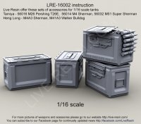 Live Resin[LRE16002]1/16  WWII米 .50口径機銃弾薬箱(3個)(開状態)