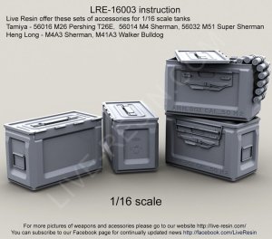 画像1: Live Resin[LRE16003]1/16  WWII米 .50口径機銃弾薬箱(3個)(閉状態) (1)