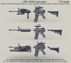 画像1: Live Resin[LRE16004]1/16  M4カービン イージーキット(3丁)