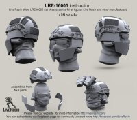 Live Resin[LRE16005]1/16  現用米兵ヘッドセット1 エアフレームヘルメット(2個)