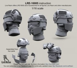 画像1: Live Resin[LRE16005]1/16  現用米兵ヘッドセット1 エアフレームヘルメット(2個)