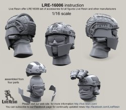 画像1: Live Resin[LRE16006]1/16  現用米兵ヘッドセット2 エアフレームヘルメット(2個)