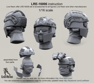 画像1: Live Resin[LRE16006]1/16  現用米兵ヘッドセット2 エアフレームヘルメット(2個) (1)